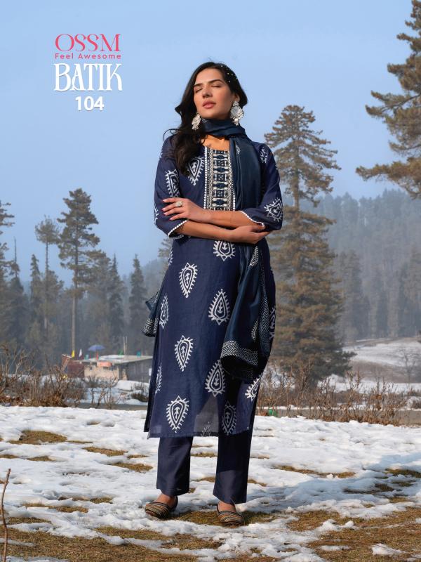 Ossm Batik Vol 04 Chanderi Kurti Bottom With Dupatta Collection