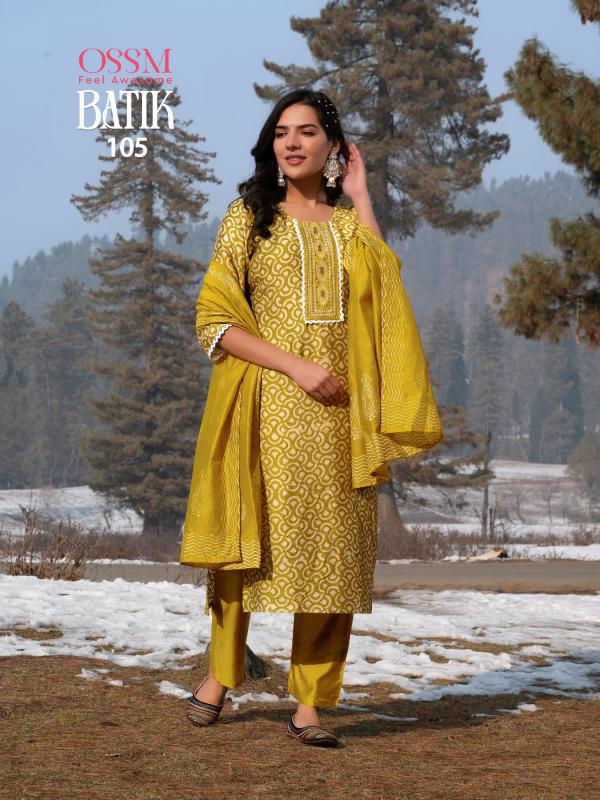 Ossm Batik Vol 04 Chanderi Kurti Bottom With Dupatta Collection