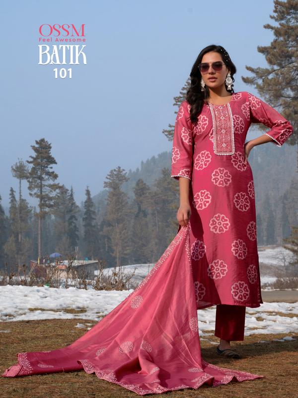 Ossm Batik Vol 04 Chanderi Kurti Bottom With Dupatta Collection