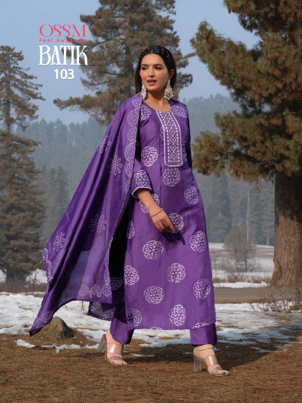 Ossm Batik Vol 04 Chanderi Kurti Bottom With Dupatta Collection