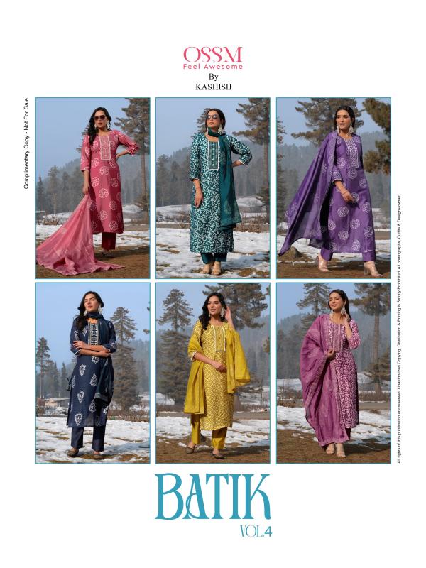 Ossm Batik Vol 04 Chanderi Kurti Bottom With Dupatta Collection