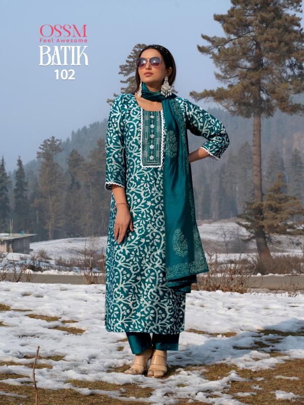 Ossm Batik Vol 04 Chanderi Kurti Bottom With Dupatta Collection