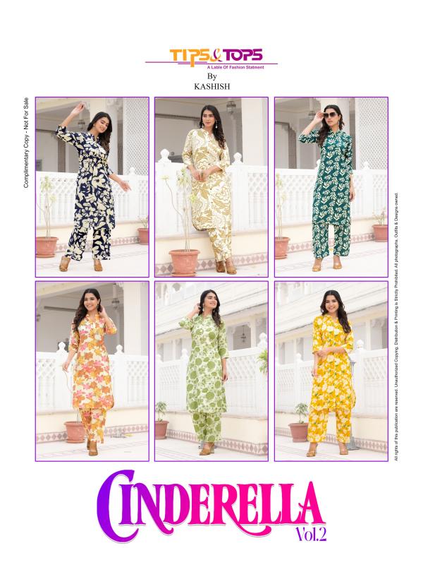 Tips And Tops Cinderella Vol 2 Rayon Printed Co Ord Set