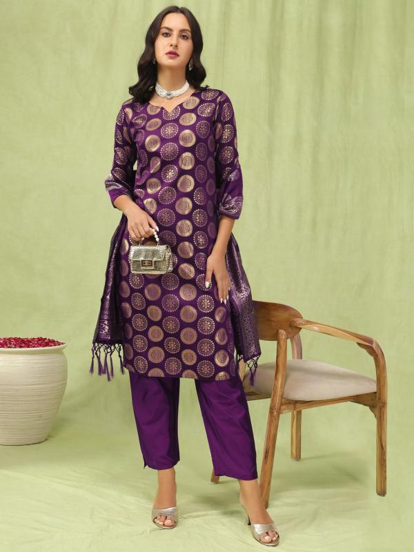 Vredevogel Verito Banarasi Jacquard Kurti Bottom With Dupatta