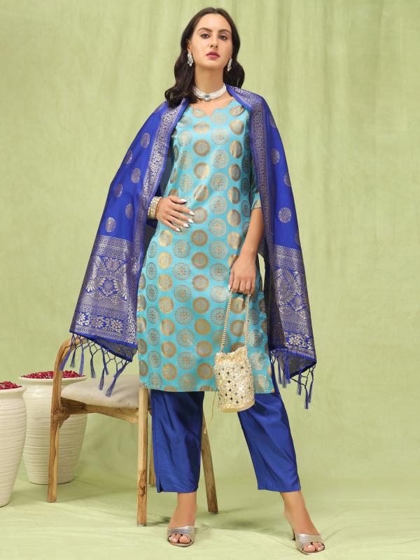 Vredevogel Verito Banarasi Jacquard Kurti Bottom With Dupatta