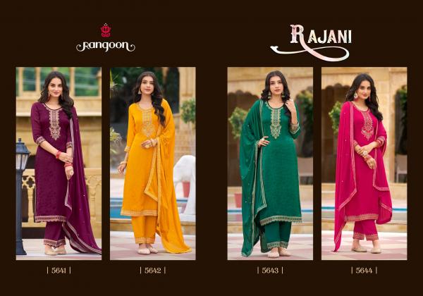 Rangoon Rajani Chinon Kurti Bottom With Dupatta Collection