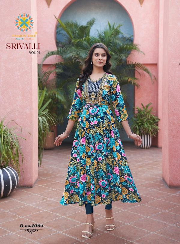 Srivalli Vol 1 By Passion Tree Rayon Long Kurti Collection