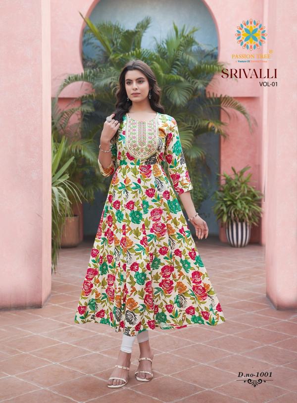 Srivalli Vol 1 By Passion Tree Rayon Long Kurti Collection