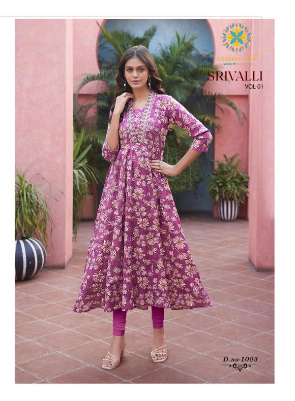 Srivalli Vol 1 By Passion Tree Rayon Long Kurti Collection