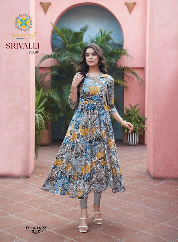 Srivalli Vol 1 By Passion Tree Rayon Long Kurti Collection