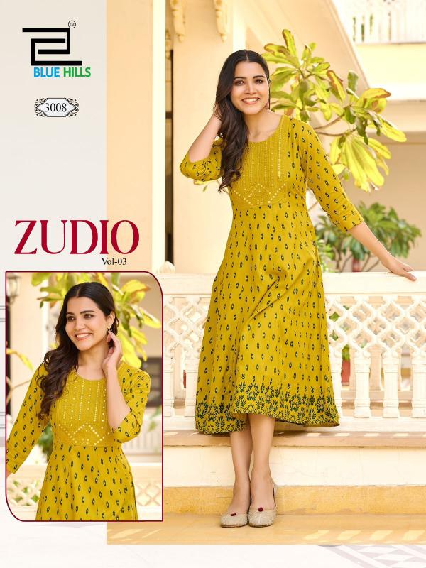 Blue Hills Zudio Vol 3 Rayon Printed Anarkali Kurti Collection