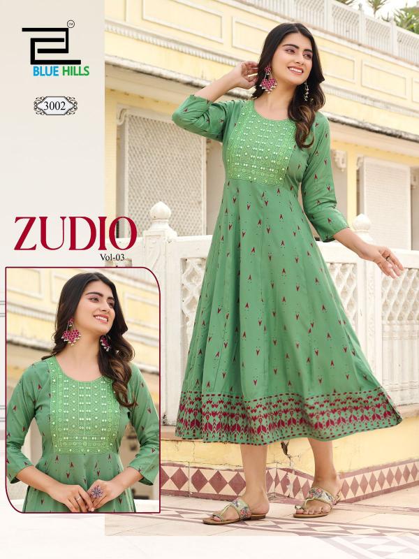 Blue Hills Zudio Vol 3 Rayon Printed Anarkali Kurti Collection