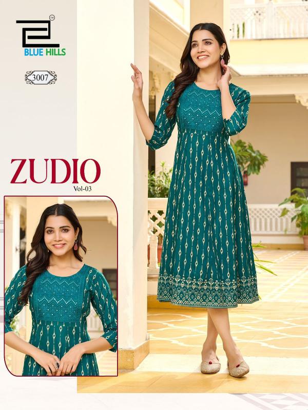 Blue Hills Zudio Vol 3 Rayon Printed Anarkali Kurti Collection