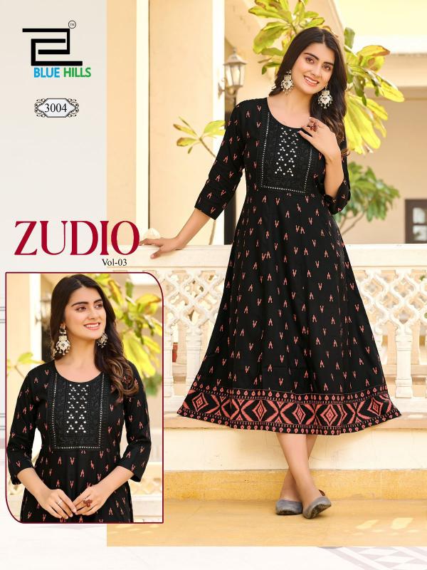 Blue Hills Zudio Vol 3 Rayon Printed Anarkali Kurti Collection