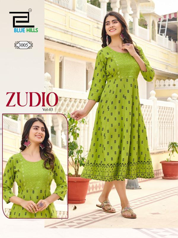 Blue Hills Zudio Vol 3 Rayon Printed Anarkali Kurti Collection