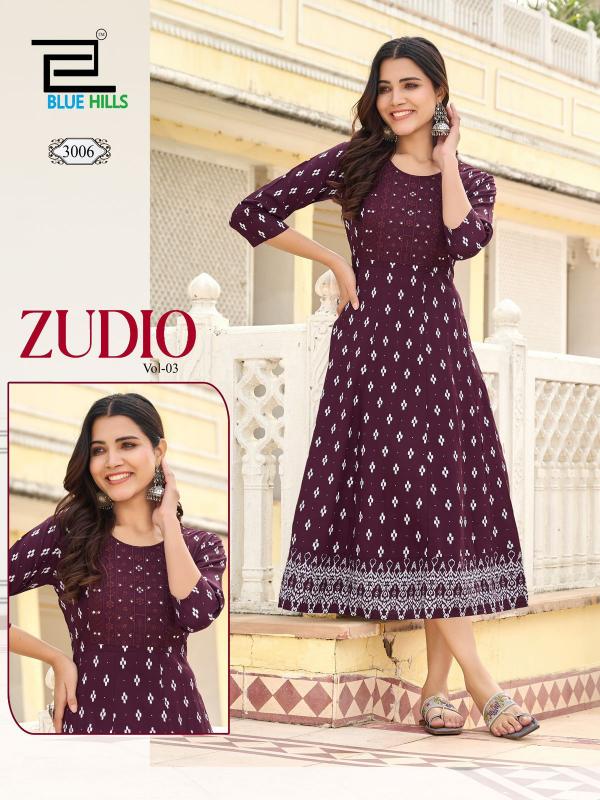 Blue Hills Zudio Vol 3 Rayon Printed Anarkali Kurti Collection