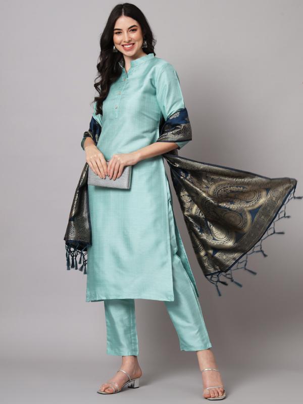 Vredevogel Valam Silk Blend Kurti Bottom With Dupatta Collection