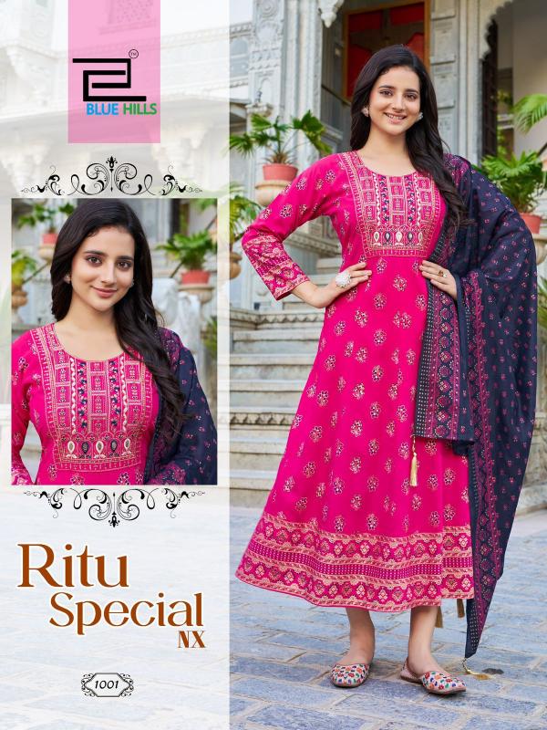 Blue Hills Ritu Special Nx Rayon Anarkali Gown With Dupatta Collection