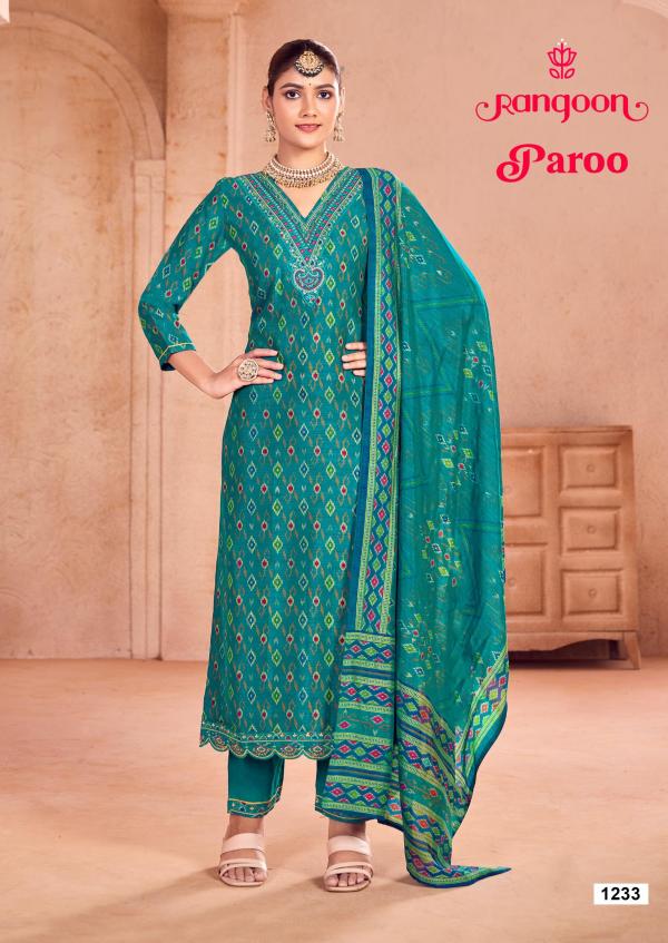 Rangoon Paroo Silk Printed Kurti Bottom With Dupatta Collection