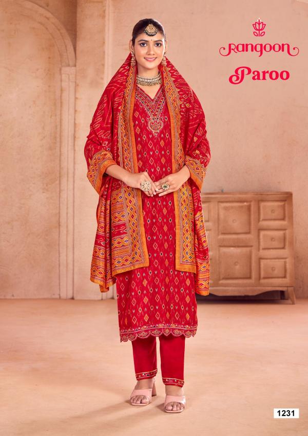 Rangoon Paroo Silk Printed Kurti Bottom With Dupatta Collection