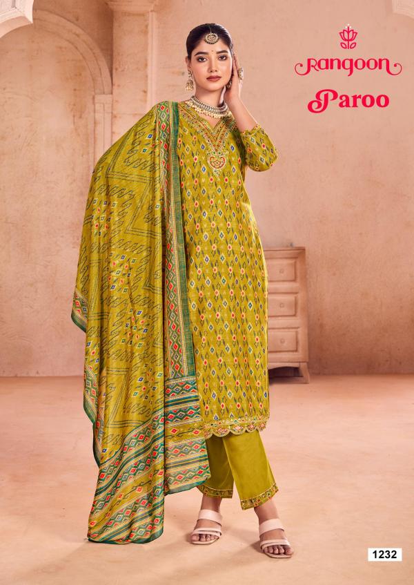 Rangoon Paroo Silk Printed Kurti Bottom With Dupatta Collection