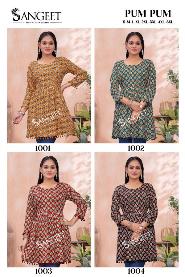 Sangeet Pum Pum Vol 2 Rayon Printed Short Kurti Collection