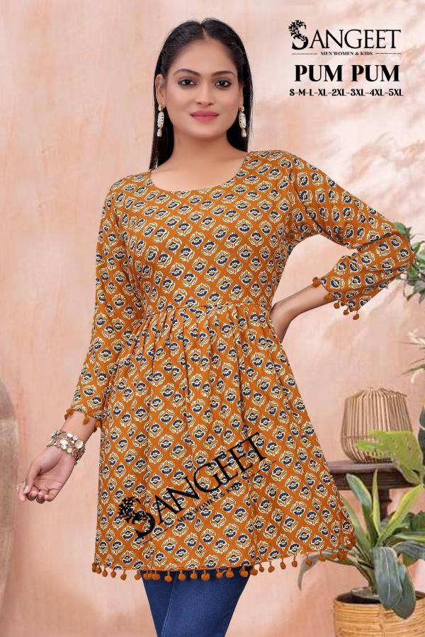 Sangeet Pum Pum Vol 2 Rayon Printed Short Kurti Collection