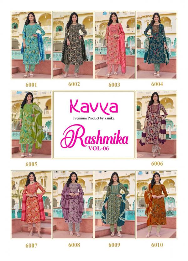 Kavya Rashmika Vol 06 Rayon Printed Kurti Pant With Dupatta