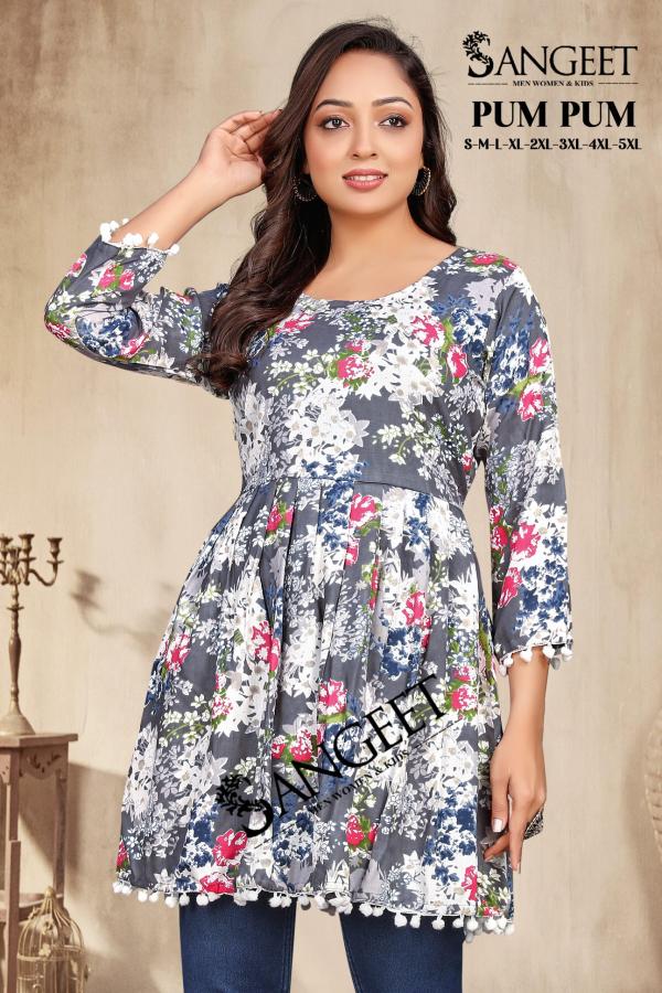 Sangeet Pum Pum Rayon Printed Short Kurti Collection