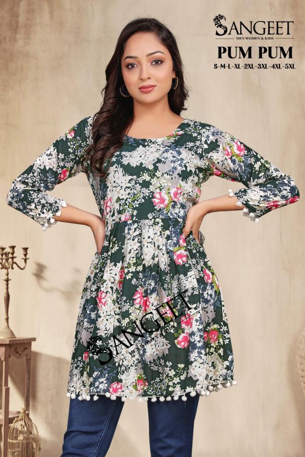 Sangeet Pum Pum Rayon Printed Short Kurti Collection