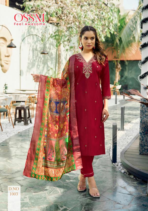 Ossm Rangat Viscose Roman Silk Kurti Bottom With Dupatta