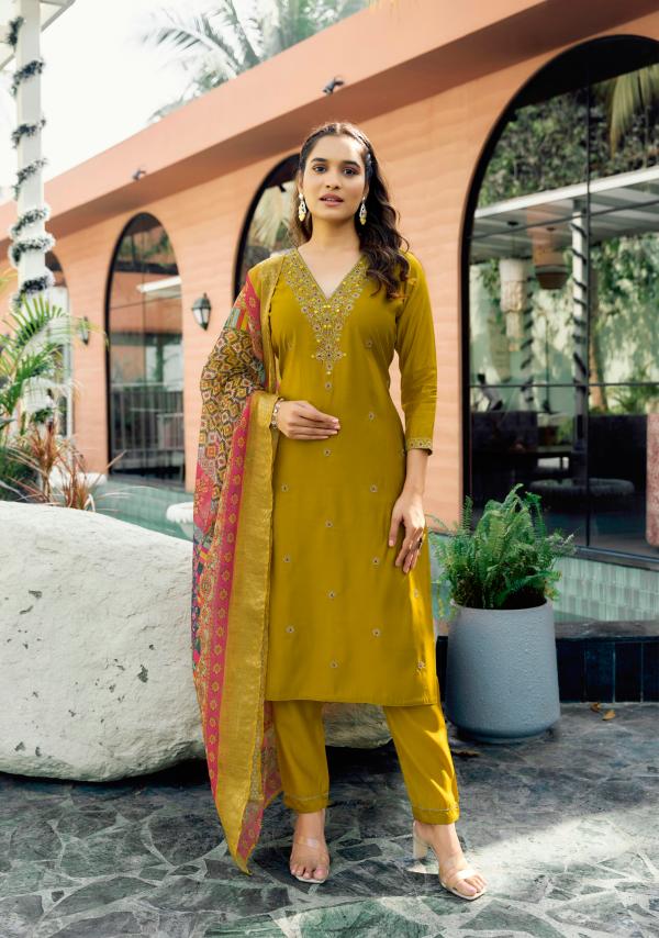 Ossm Rangat Viscose Roman Silk Kurti Bottom With Dupatta