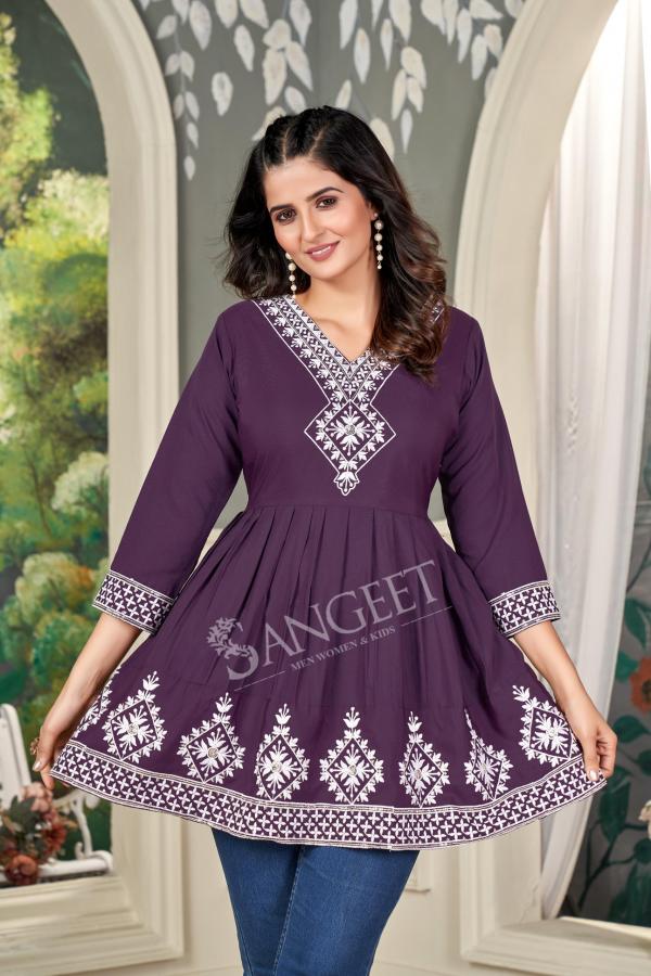 Sangeet Nata
ha 1 Rayon Embroidered Short Kurti Collection