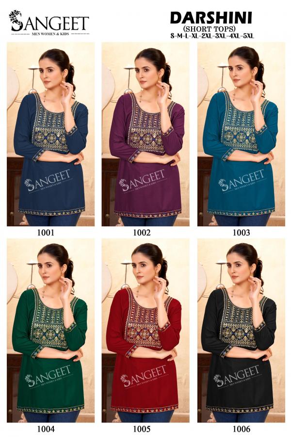 Sangeet Darshini Rayon Embroidered Short Kurti Collection