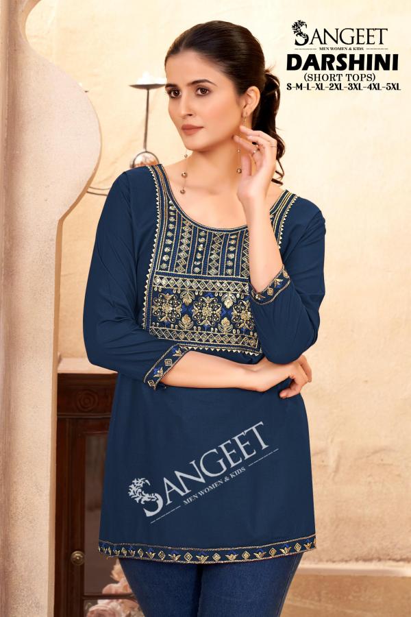 Sangeet Darshini Rayon Embroidered Short Kurti Collection