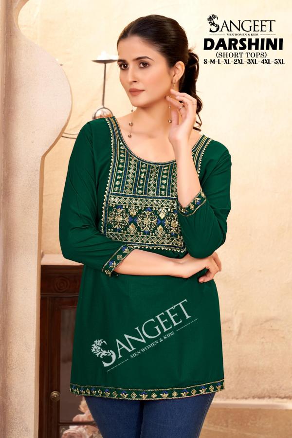 Sangeet Darshini Rayon Embroidered Short Kurti Collection