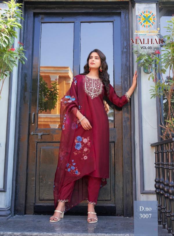 Malhar Vol 3 By Passion Tree Roman Silk Ready Made Collection