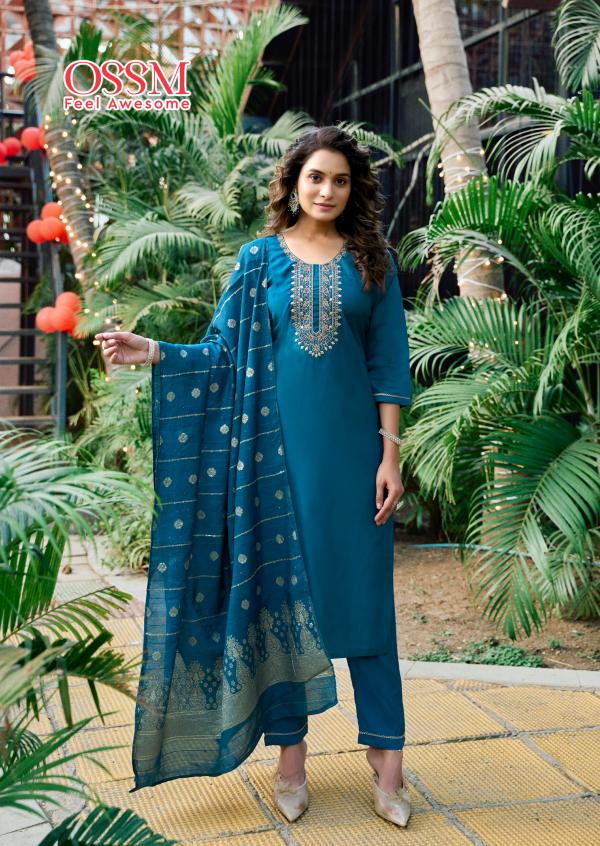 Ossm Nargis Vol 2 Viscose Roman Slub Kurti Bottom With Dupatta