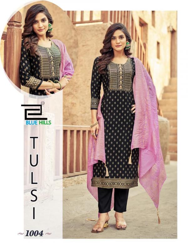 Blue Hills Tulsi Rayon Foil Printed Top Bottom With Dupatta Collection