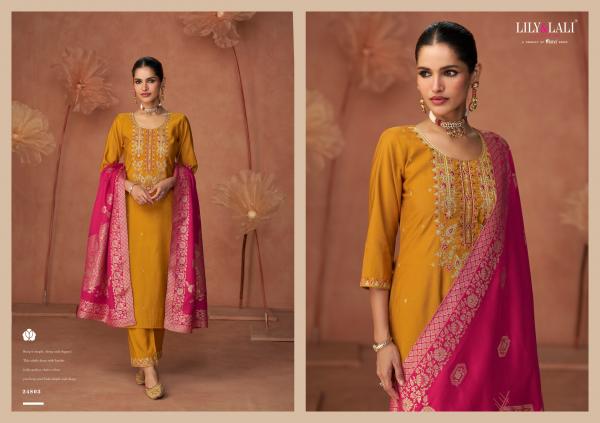 Lily And Lali Shiny Viscose Embroidered Top Bottom With Dupatta Collection