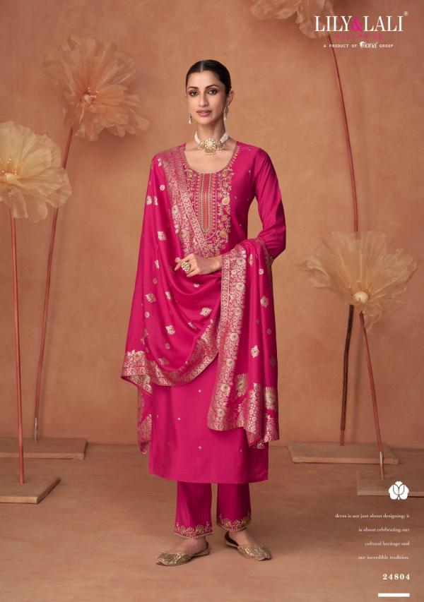 Lily And Lali Shiny Viscose Embroidered Top Bottom With Dupatta Collection