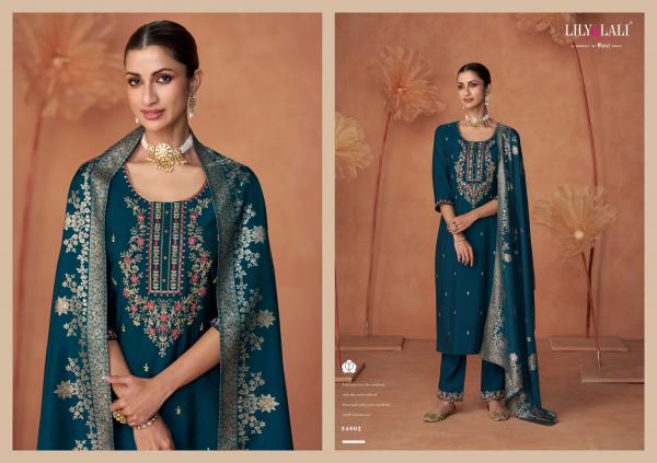 Lily And Lali Shiny Viscose Embroidered Top Bottom With Dupatta Collection