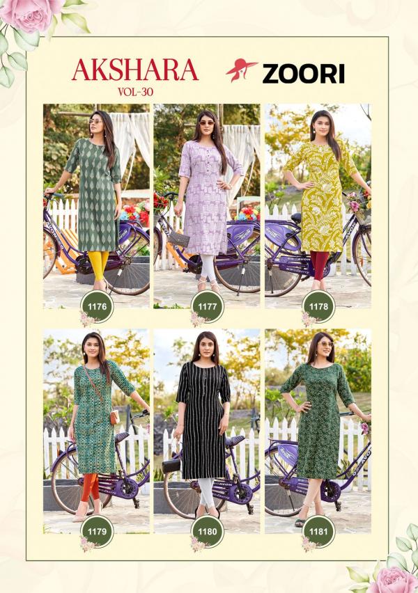 Zoori Akshara Vol 30 Rayon Printed Kurti Collection