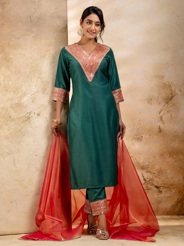 Vredevogel Varmala Embroidered Kurti Bottom With Dupatta Collection