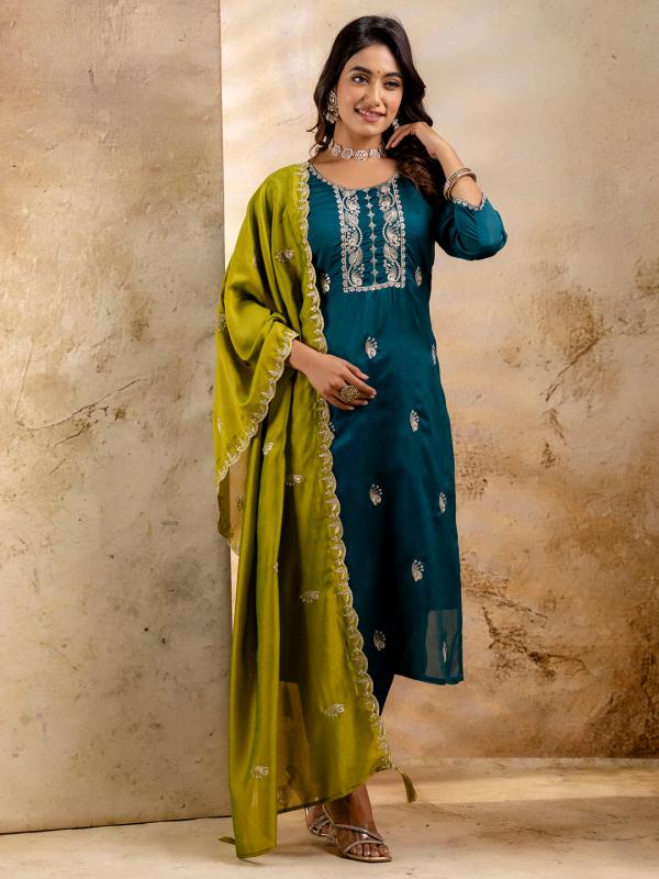 Vredevogel Vidisha Vichitra With Embroidered Kurti Bottom With Dupatta