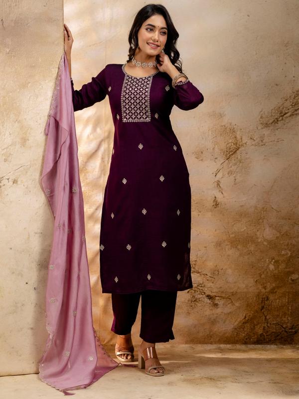 Vredevogel Vidisha Vichitra With Embroidered Kurti Bottom With Dupatta