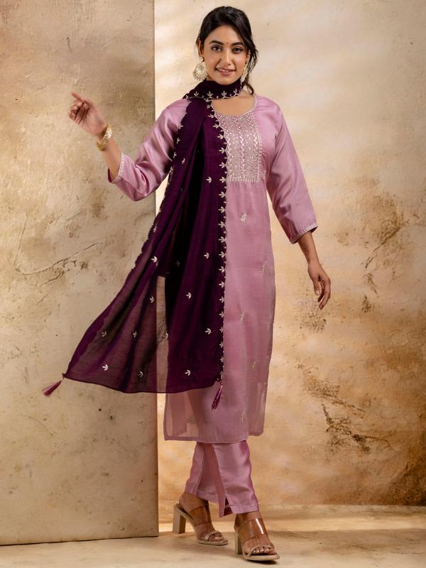 Vredevogel Vidisha Vichitra With Embroidered Kurti Bottom With Dupatta