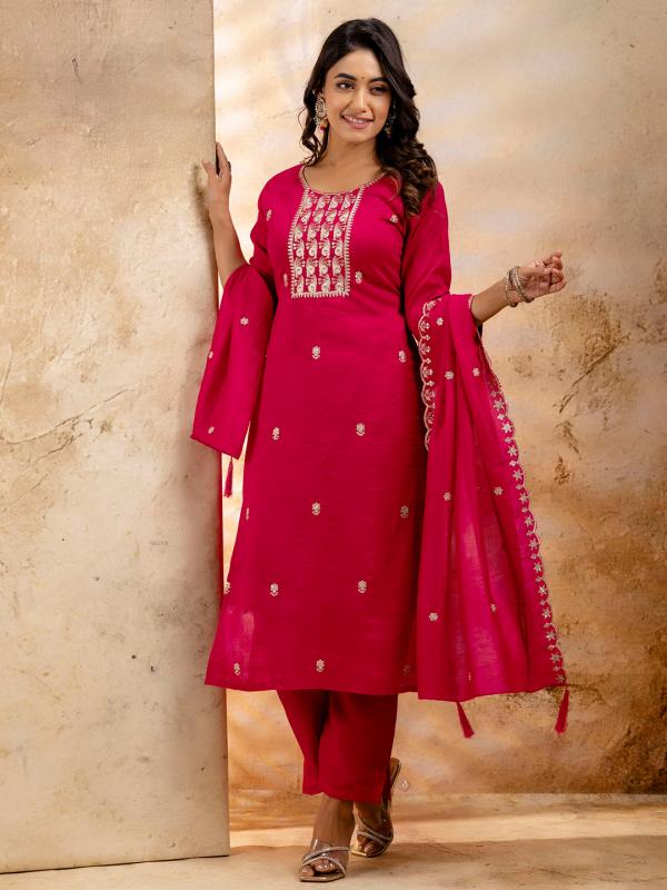 Vredevogel Vidisha Vichitra With Embroidered Kurti Bottom With Dupatta