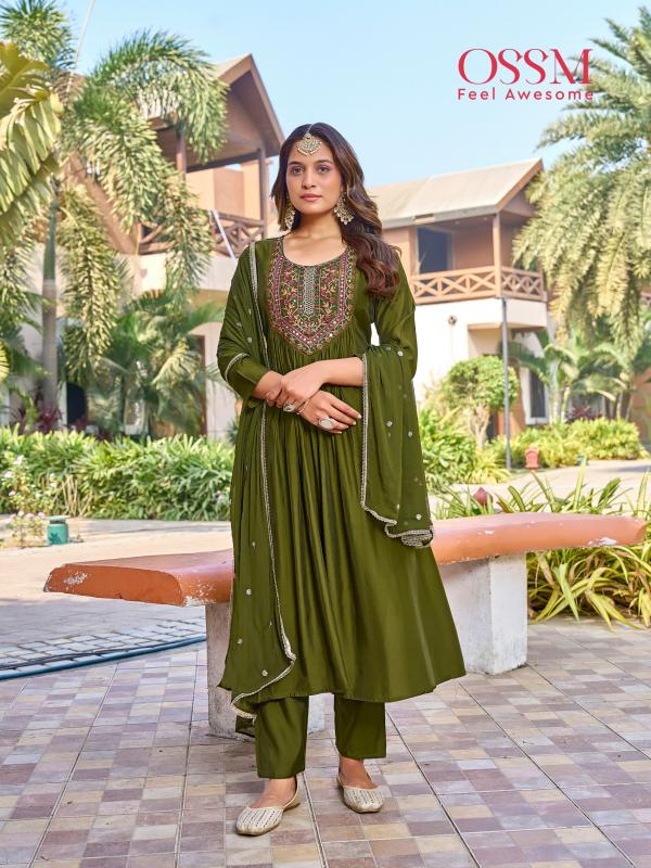 Ossm Rutbaa Viscose Roman Silk Kurti Bottom With Dupatta Collection