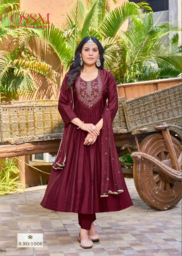 Ossm Rutbaa Viscose Roman Silk Kurti Bottom With Dupatta Collection